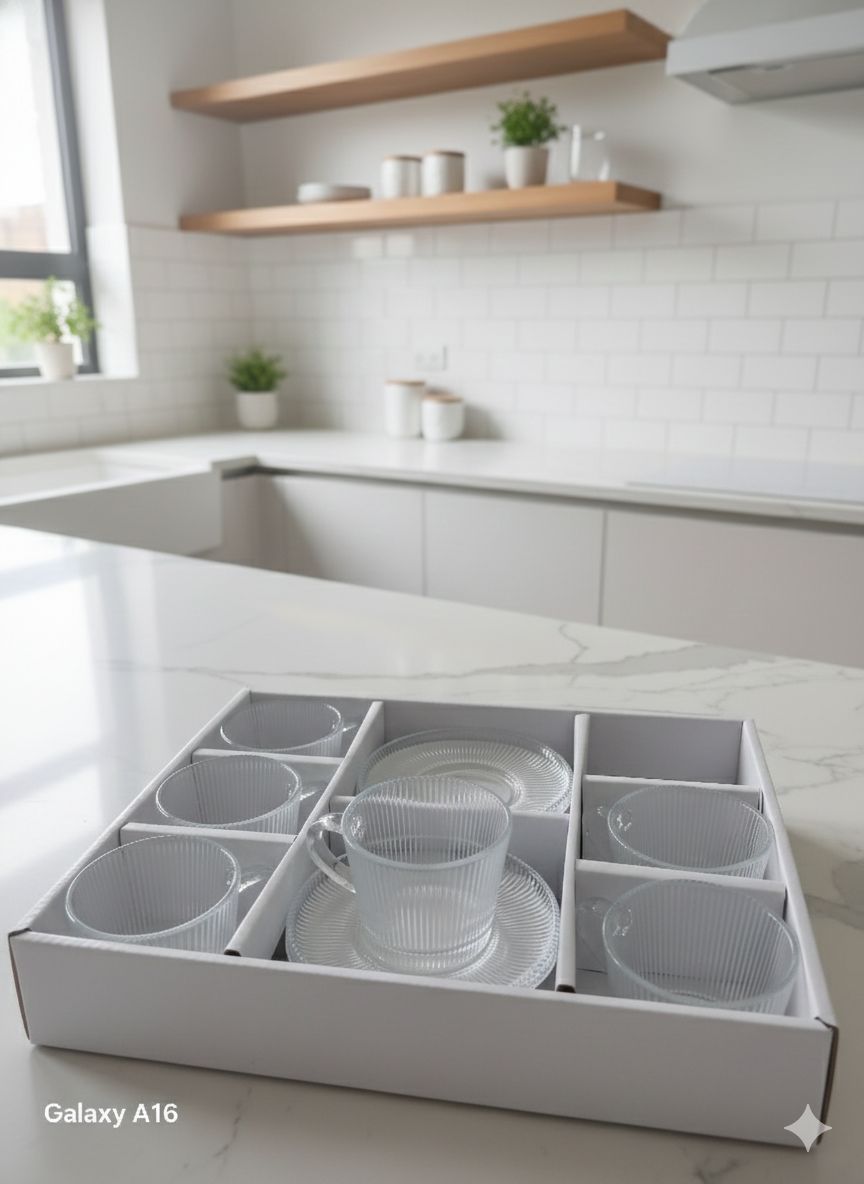 ط شاي ٦×١ بالطبق لوكس