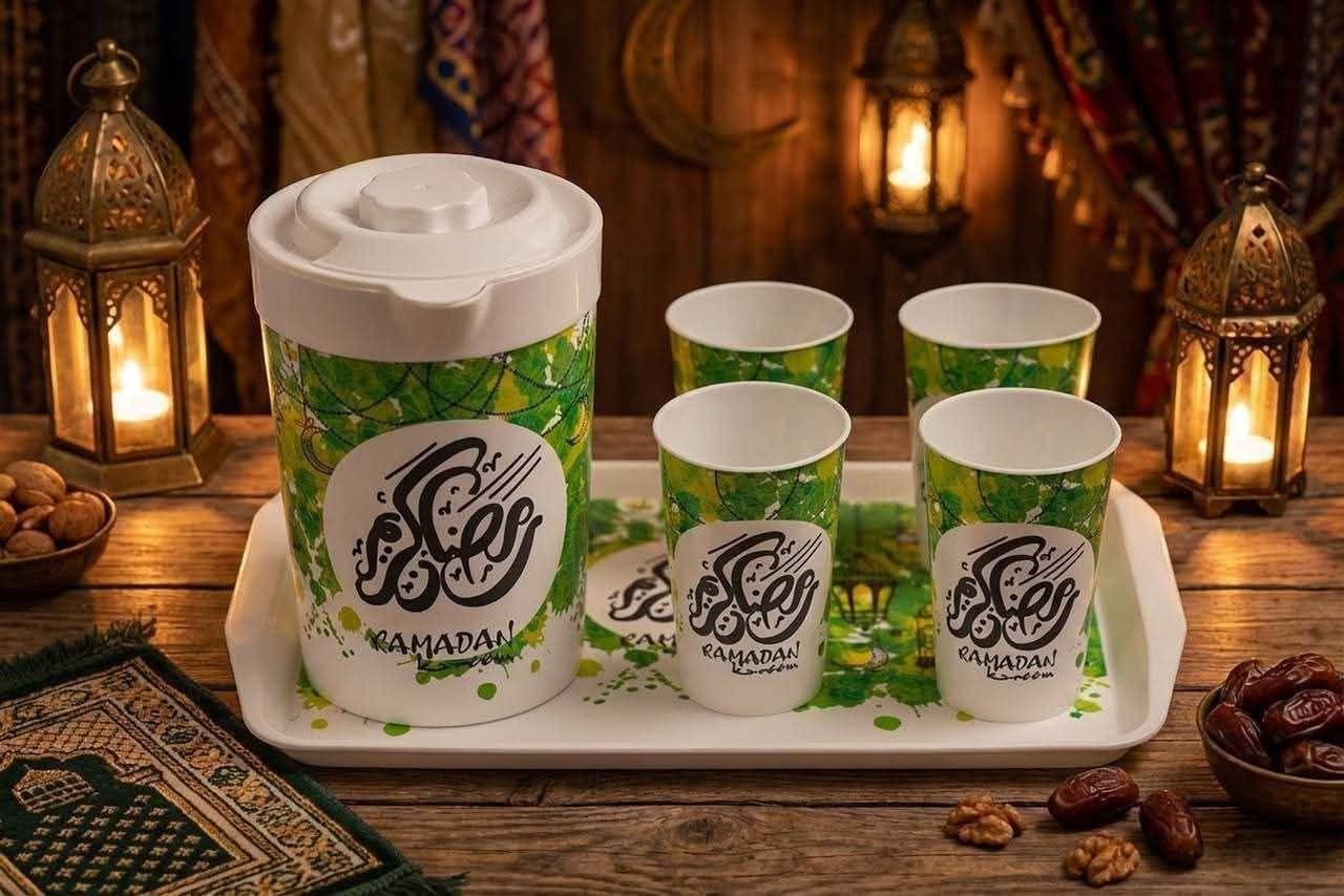 ط عصير رمضان ( دورق + 4 كوب + صينية )