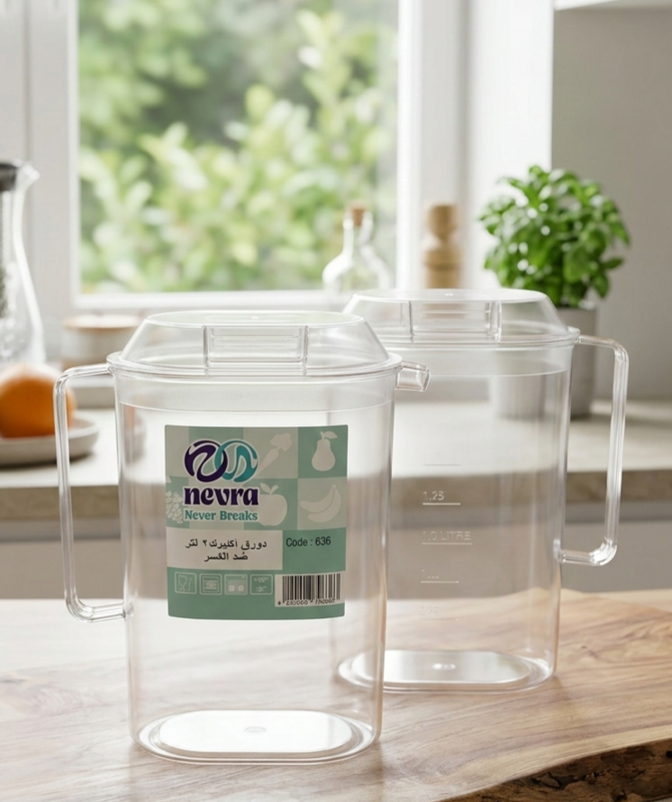 دورق  اكليرك ضد الكسر 2 لتر موديل favill 636